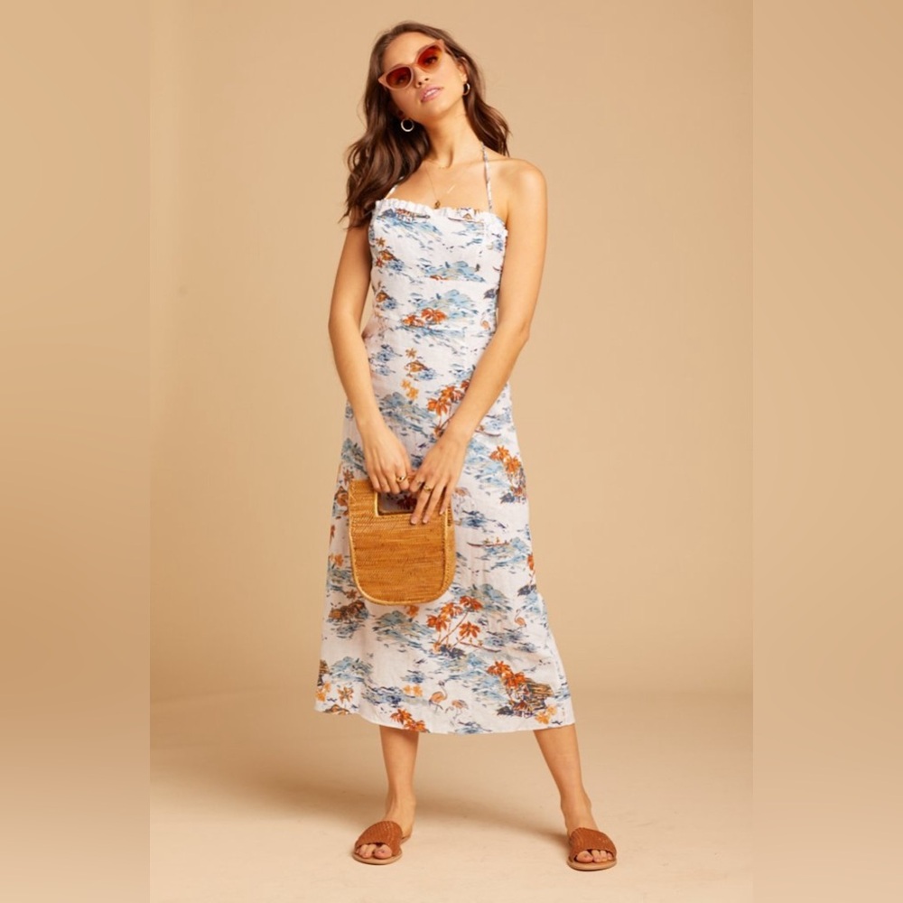 NWT Free People beach party linen dress in tropical print